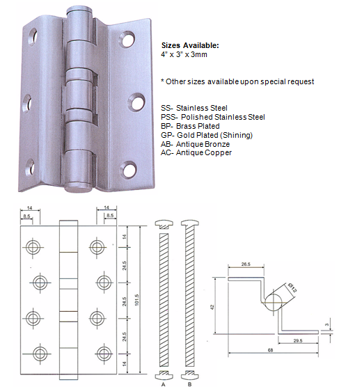 2 Ball Bearings Crank Hinge 1