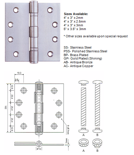 2 Ball Bearings Hinge