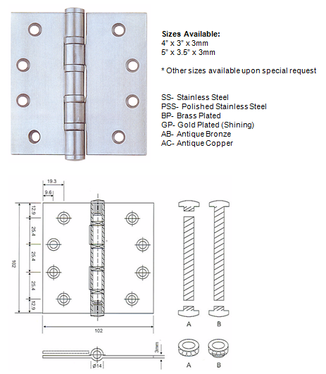 4 Ball Bearings Hinge